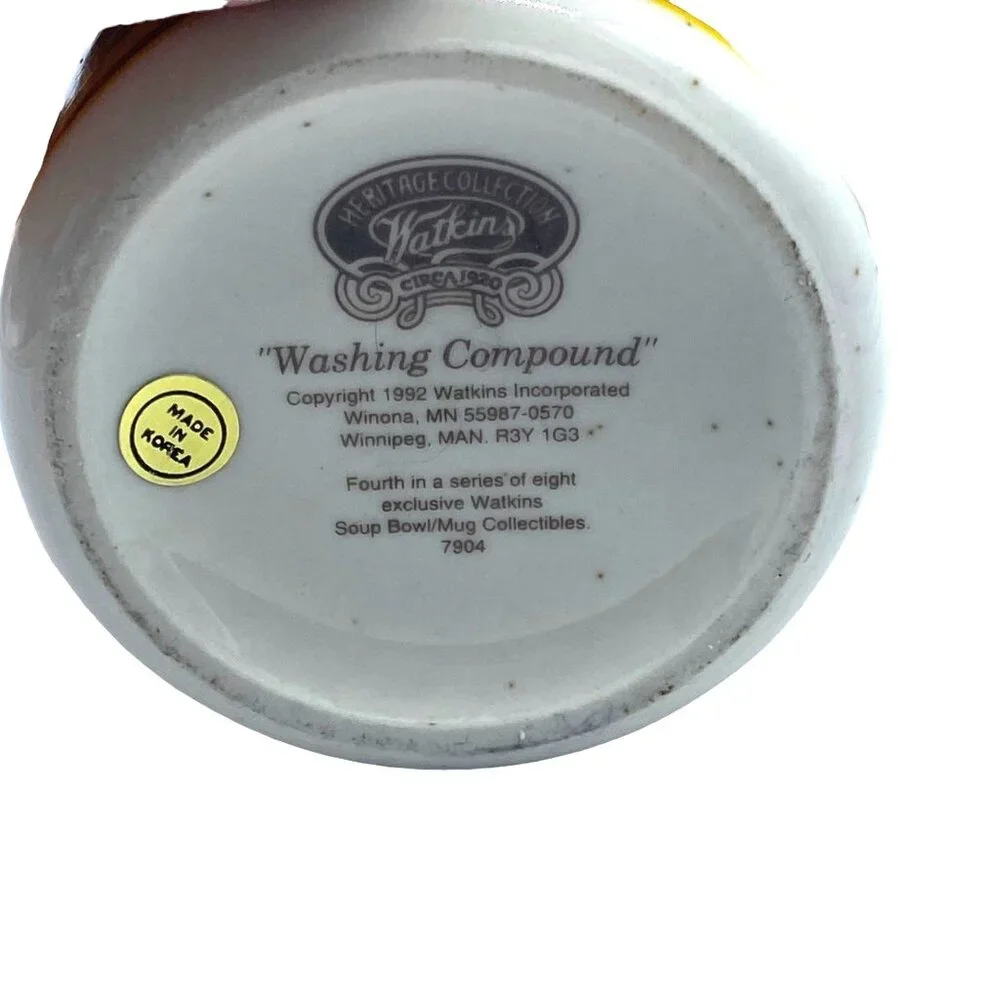Vtg 1992 Watkins Heritage Collection Washing Compound‎ Coffee Cup Mug 4.5”